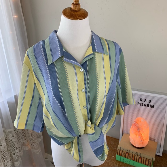 Vintage Striped Button Up Top - 80’s/90’s - Picture 3 of 6